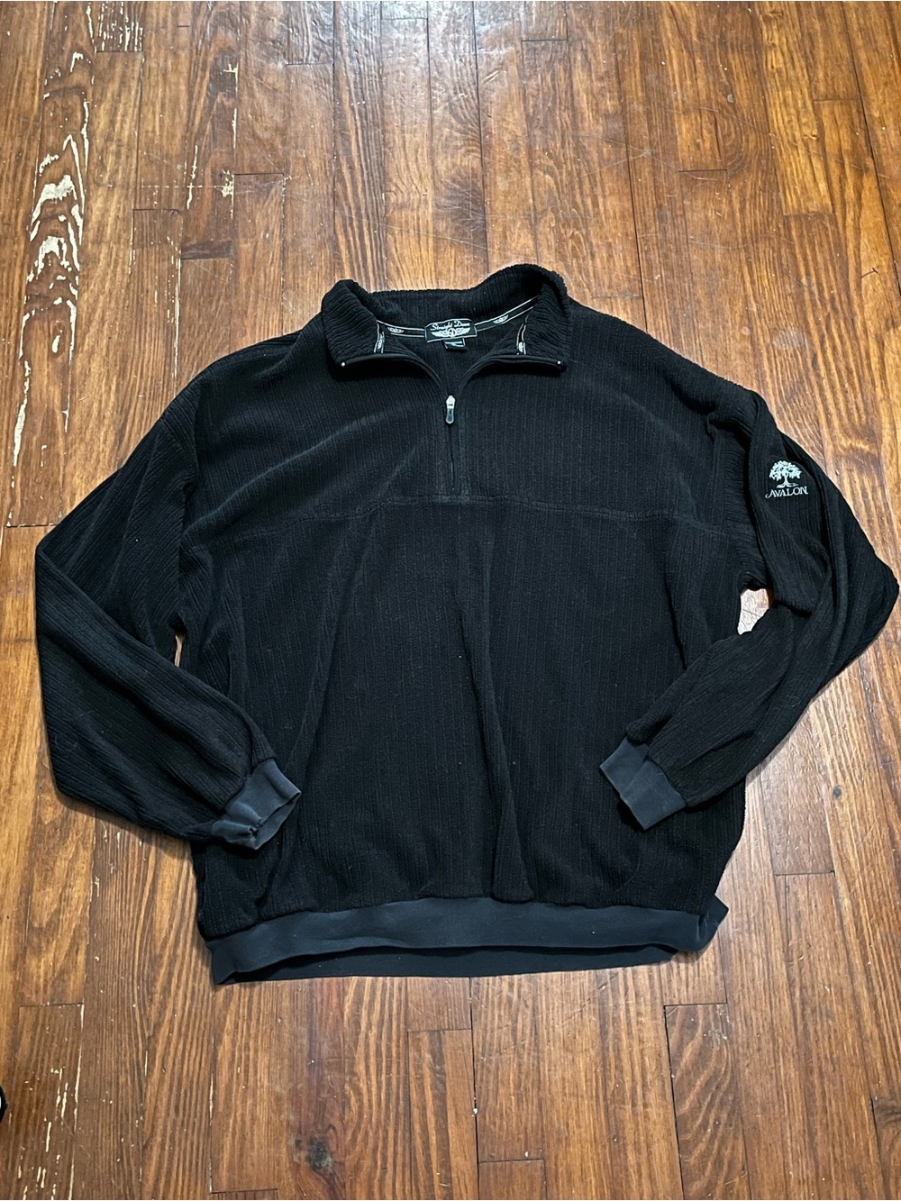Straight Down Avalon Resort Men's Black Quarter-Zip Textured Fleece Pullover XL